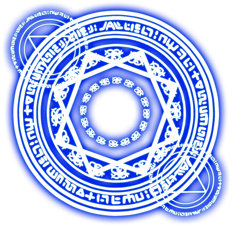 An illustrated magical sigil with overlapping concentric circles of symbols.